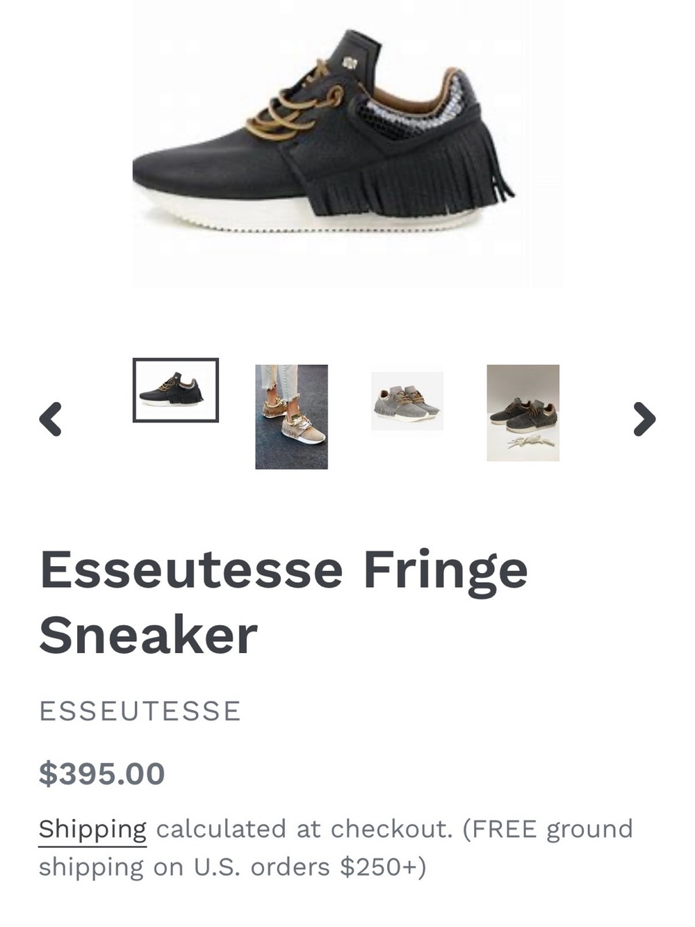 Esseutesse Black Fringe Lace-Up Sneaker with White Sole